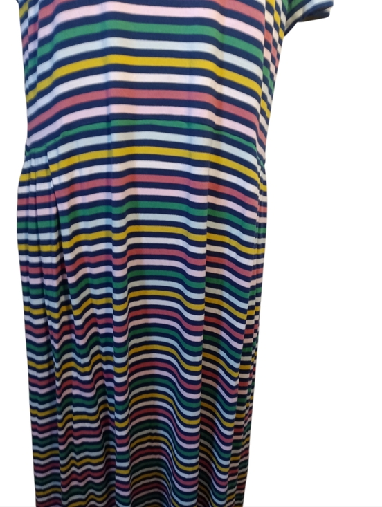 Boden Lucinda Jersey Rainbow Colored Striped Short Sleeve Midi Dress 20 22Reg - Picture 6 of 11
